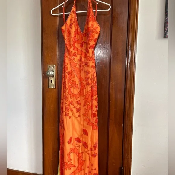 Vibrant Orange Chemise with Red Embroidery - Picture 5 of 10